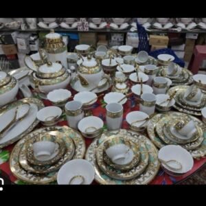 110 Pcs Stoneware Golden Dinner Set